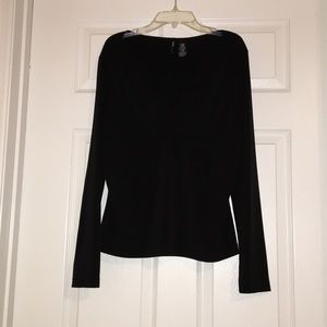 Black Long Sleeve V Neck Blouse